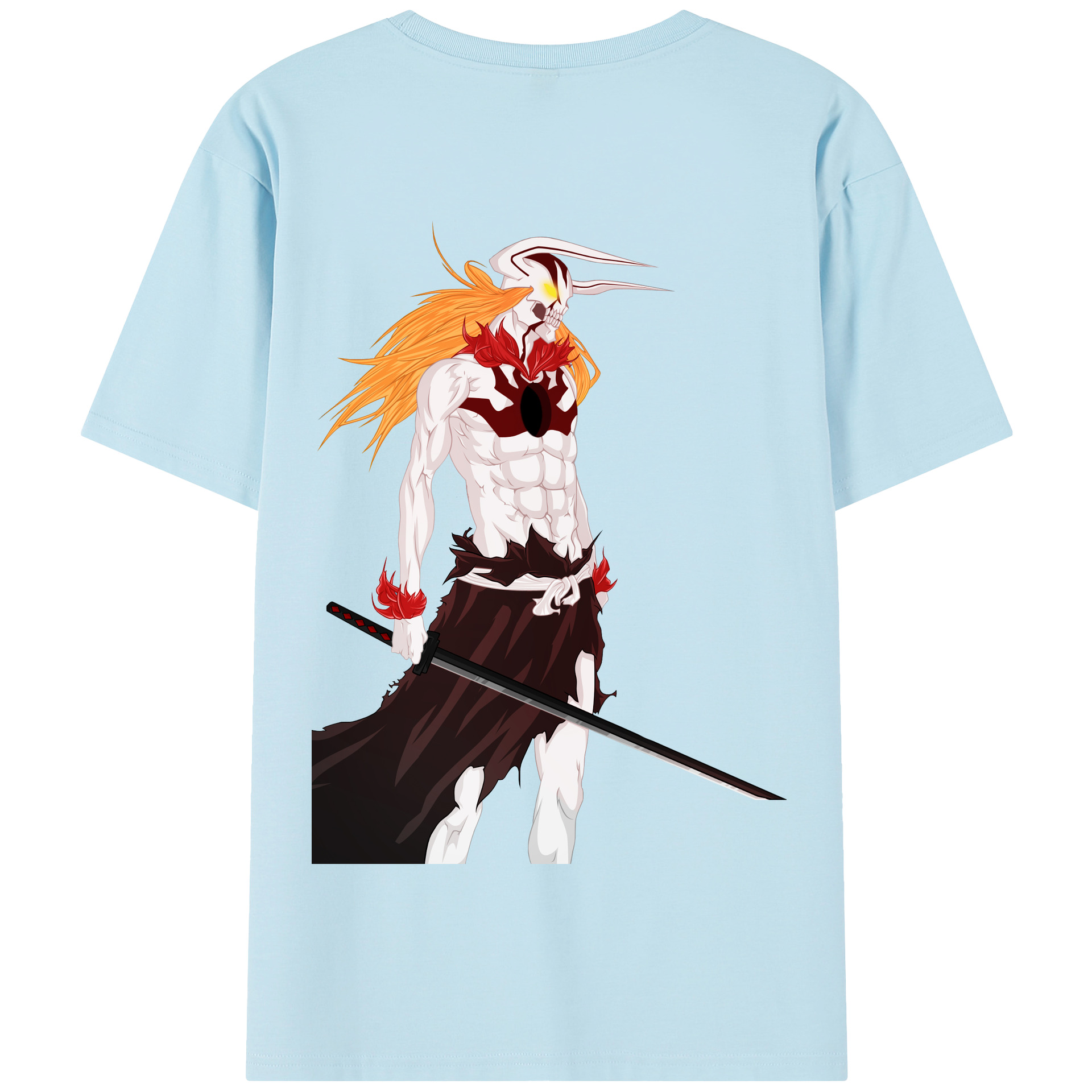 （画像用） ブリーチ 黒崎一護（くろさき いちご）BLEACH Kurosaki Ichigo 綿100％半袖Tシャツ（背面プリント）